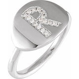 Natural Diamond Initial Coin Style Ring