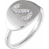 Natural Diamond Initial Coin Style Ring