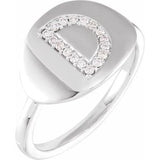 Natural Diamond Initial Coin Style Ring