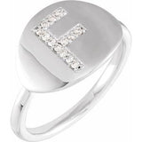 Natural Diamond Initial Coin Style Ring