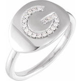 Natural Diamond Initial Coin Style Ring