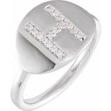 Natural Diamond Initial Coin Style Ring