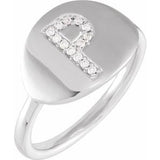 Natural Diamond Initial Coin Style Ring