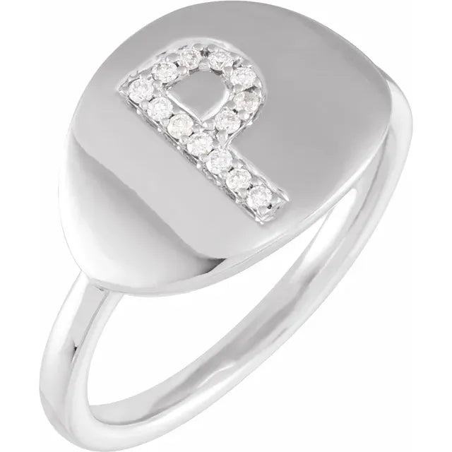 Natural Diamond Initial Ring - Luvona