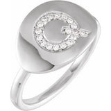 Natural Diamond Initial Coin Style Ring