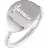 Natural Diamond Initial Coin Style Ring