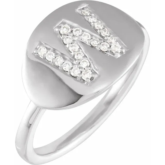 Natural Diamond Initial Ring - Luvona