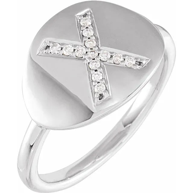 Natural Diamond Initial Ring - Luvona