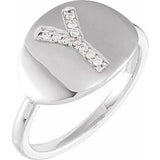 Natural Diamond Initial Coin Style Ring