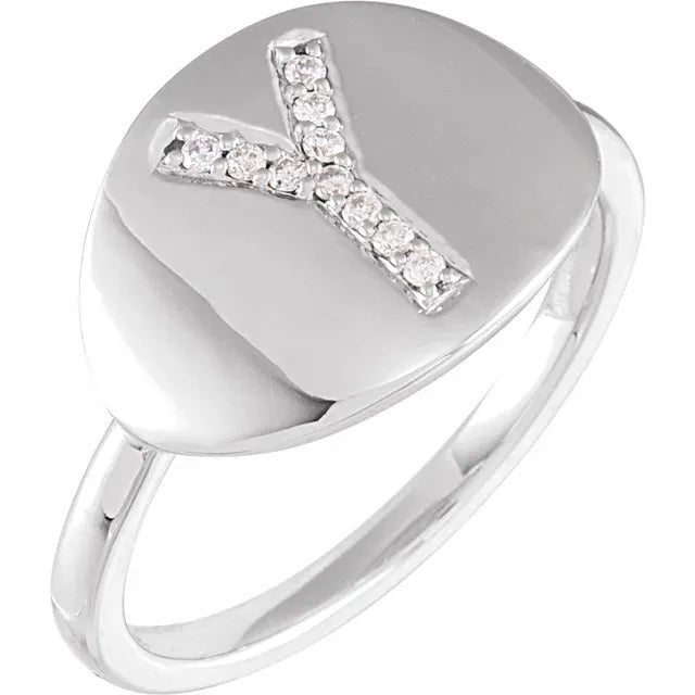 Natural Diamond Initial Ring - Luvona