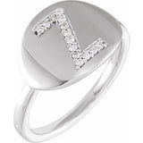 Natural Diamond Initial Coin Style Ring