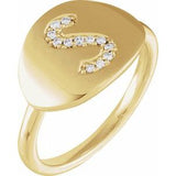 Natural Diamond Initial Coin Style Ring