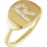 Natural Diamond Initial Coin Style Ring