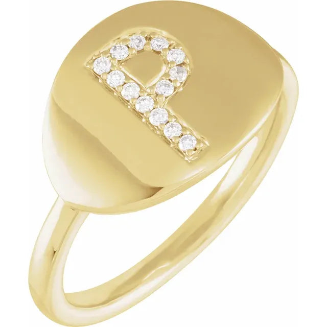 Natural Diamond Initial Ring - Luvona