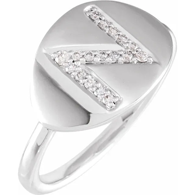 Natural Diamond Initial Ring - Luvona