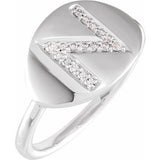 Natural Diamond Initial Coin Style Ring