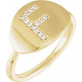 Natural Diamond Initial Coin Style Ring