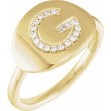 Natural Diamond Initial Coin Style Ring