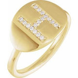 Natural Diamond Initial Coin Style Ring