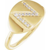 Natural Diamond Initial Coin Style Ring