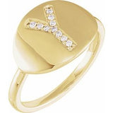 Natural Diamond Initial Coin Style Ring