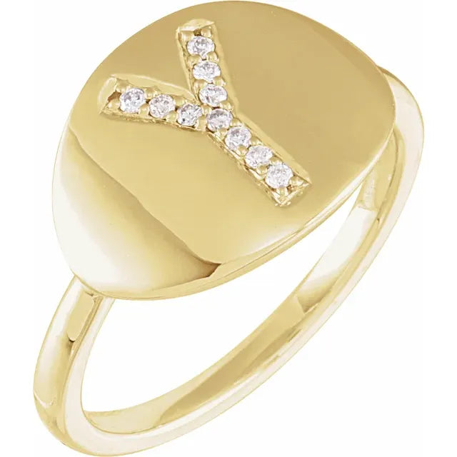 Natural Diamond Initial Ring - Luvona