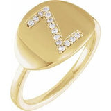 Natural Diamond Initial Coin Style Ring