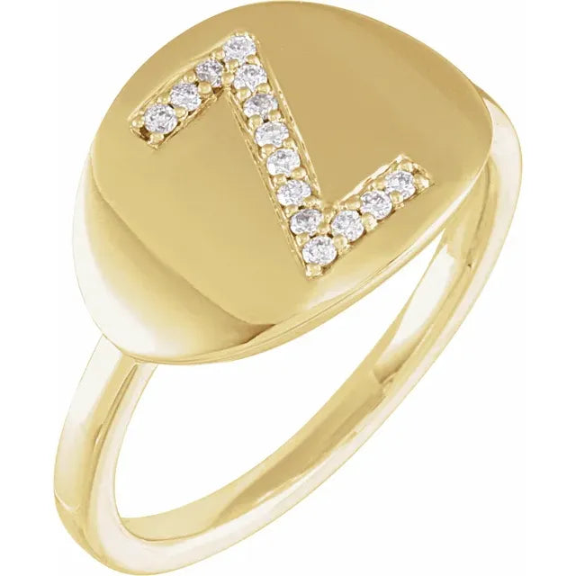 Natural Diamond Initial Ring - Luvona