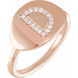 Natural Diamond Initial Coin Style Ring