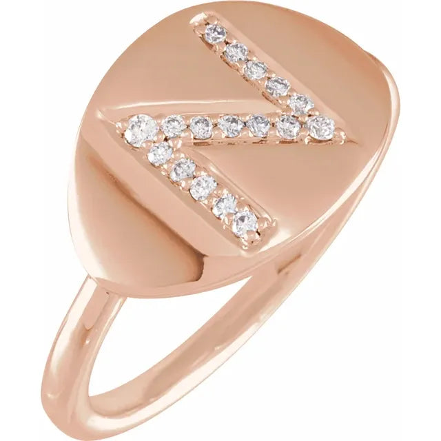 Natural Diamond Initial Ring - Luvona