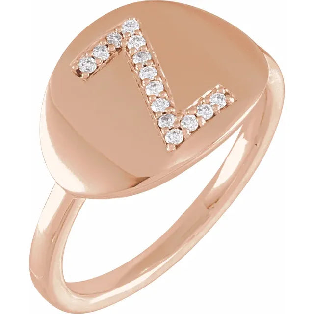 Natural Diamond Initial Ring - Luvona