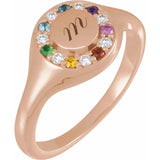 Pride Diamond and Gemstone Halo Style Signet Ring