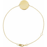 14K Yellow Engravable Adjustable Disc 6 1/2-7 1/2" Bracelet - Luvona