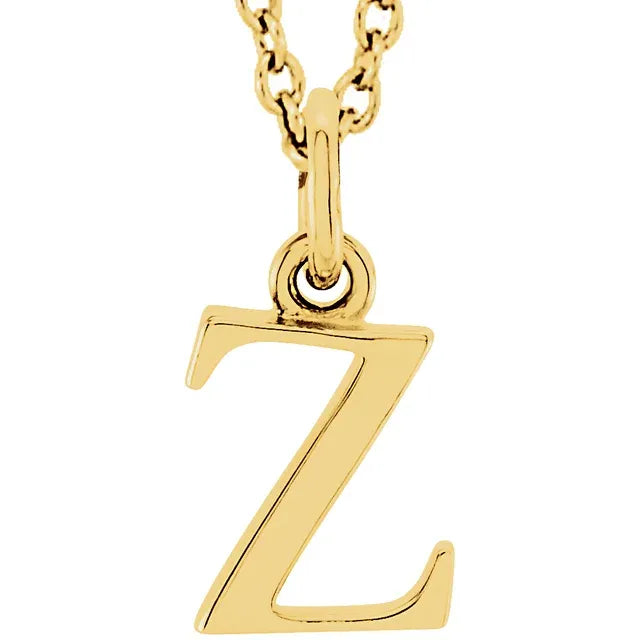 14K Yellow Lowercase Initial 16" Necklace - Luvona