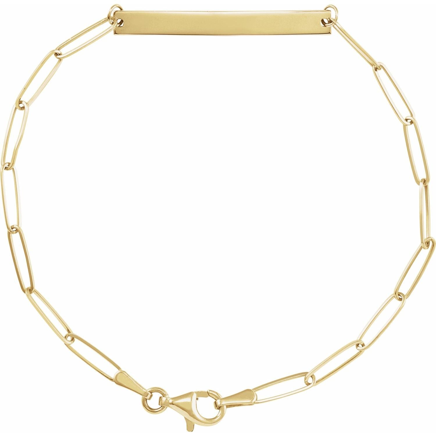 14K Yellow Engravable Bar 7" Bracelet - Luvona