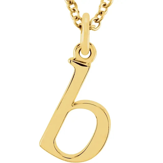 14K Yellow Lowercase Initial 16" Necklace - Luvona