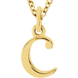 14K Yellow Lowercase Initial 16" Necklace - Luvona