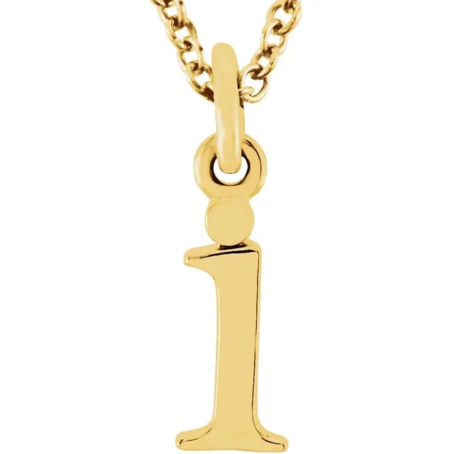 14K Yellow Lowercase Initial 16" Necklace - Luvona