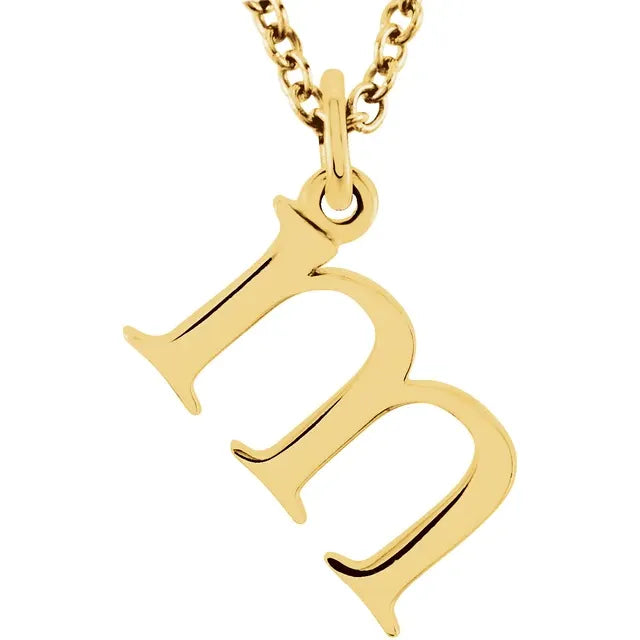 14K Yellow Lowercase Initial 16" Necklace - Luvona