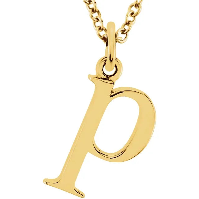 14K Yellow Lowercase Initial 16" Necklace - Luvona