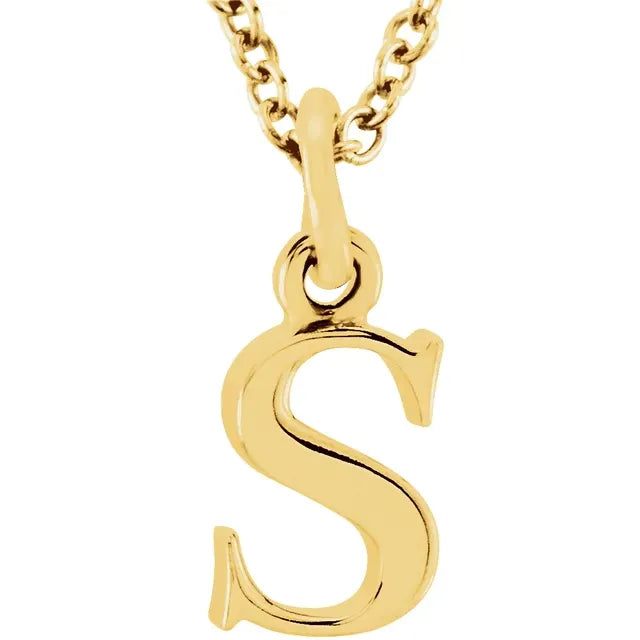 14K Yellow Lowercase Initial 16" Necklace - Luvona