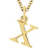 14K Yellow Lowercase Initial 16" Necklace - Luvona