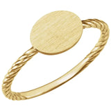 Oval Engravable Rope Ring Be Posh Yellow No Engraving - Luvona