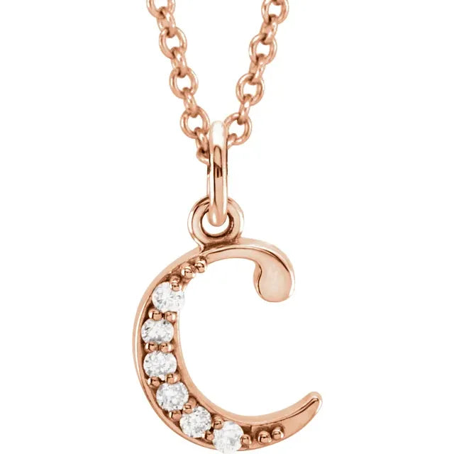 Lowercase Diamond Initial Necklace - Luvona