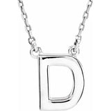 14K White Block Initial R 16" Necklace