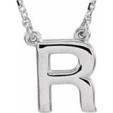 14K White Block Initial R 16" Necklace