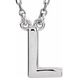 14K White Block Initial R 16" Necklace