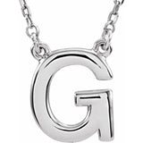 14K White Block Initial R 16" Necklace