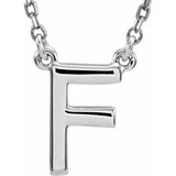 14K White Block Initial R 16" Necklace