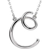 14K White Script Initial A 16" Necklace